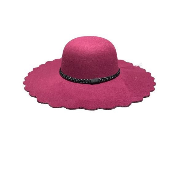 BP. Burgundy Scalloped Wide Brim Hat One Size New - Picture 3 of 5
